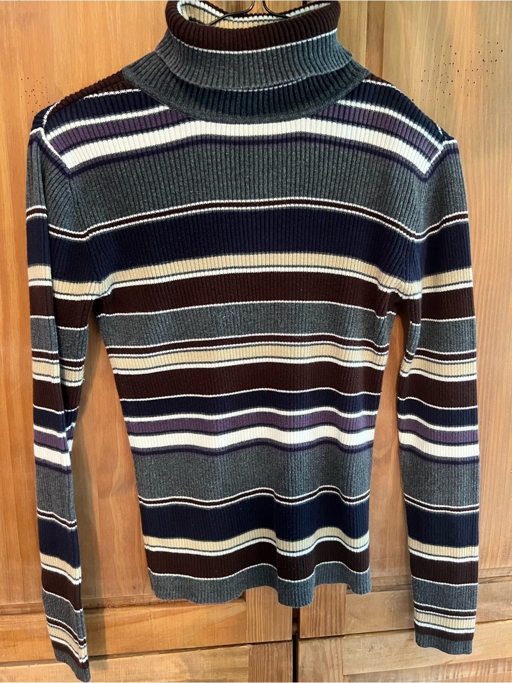 Women’s Vintage Gap 90’s Y2K Cotton Striped Ribbed Turtleneck Sweater Small